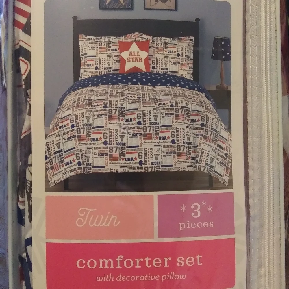 3pc twin comforter set with decorative pillow All Star